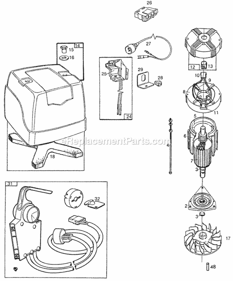 MotorControlsCover748001 Diagram and Parts List for 748001-0020-01  Briggs and Stratton Engine